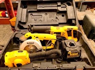 Dewalt Cordless Reciprocating Saw, Circular Saw And Flashlight C/w Charger And Battery