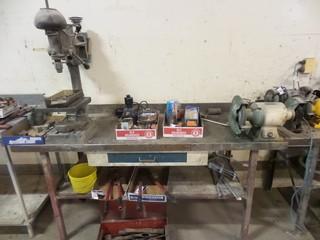 Drill Press with Attachments, c/w table grinder