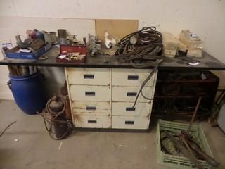 Table c/w 8 drawer cabinet