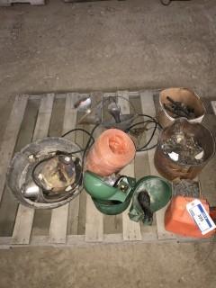 Contents of Pallet, Bale Twine, Fence Staples, (2)Fence Pliers, (3)Water Bowls 