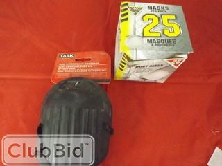 Lot of (3) Sets of Mini Nitrofoam Kneepads & Qty of Workhorse Dust Masks 
