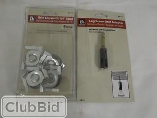 Qty of Lagscrew/Drill Adaptor & Grid Clips w/ 1/4" Stud 
