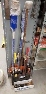 Qty Of Pry Bars And Assorted Hand Tools