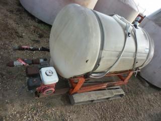 300 Gal. Poly Tank On Skid C/W Honda 3.5 HP (Damaged)