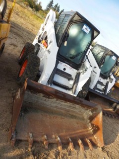 2008 Bobcat S250 Skid Steer C/W Kubota 4 Cyl. Diesel, Q/A (Manual) Aux Hyd., 73" Tooth Bucket, Foot/Handle Controls, 10-16.5 Tires at 85%, Showing 3,663 HRS. S/N A5GM20762