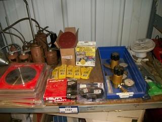 Qty Of Cutting Blades, Oil Lube Cans, Hilti Glue Anchors, Stripper Blades, Abrasive Discs And Pressure Gauges