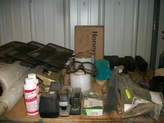 (2) Rolls Of Shrink Wrap, Brushes, Staplers, Tags And Wire Brushes