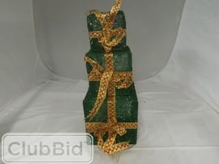 National Tree Company 3 Light Up Christmas Present Decoration in Green 
