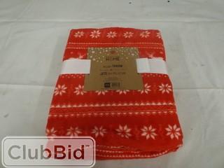 Colour Your Home Christmas Themed Plush Throw Blanket 50" x 60" Bright Red 
