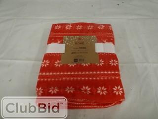 Colour Your Home Christmas Themed Plush Throw Blanket 50" x 60" Bright Red 
