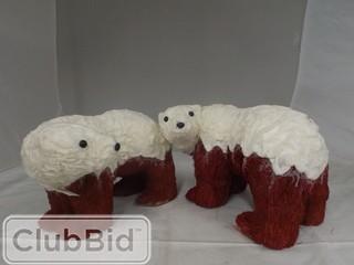 Qty of (2) Red & White Polar Bear Christmas Decorations 
