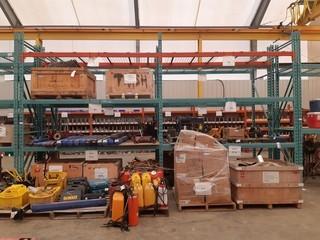 Pallet Racking 12ft Uprights and 10 ft Beams Includes 3 Uprights and 12 Beams with Grates *Note: Contents Not Included, Buyer Responsible For Load Out, CANNOT BE REMOVED UNTIL WEDNESDAY SEPTEMBER 25th*