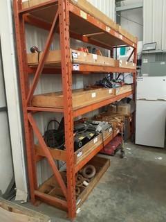 Shelving Unit c/w (2) 8ft Uprights, (8) 9ft Beams *Note: Contents Not Included, Buyer Responsible For Load Out, CANNOT BE REMOVED UNTIL WEDNESDAY SEPTEMBER 25th*