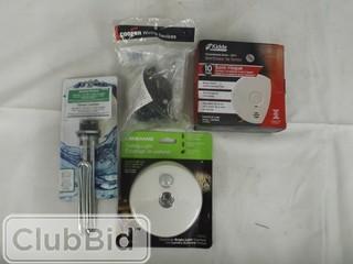 Lot of Assorted Electrical Supplies: Includes Smoke Alarm. Copper Wiring Devices, Etc. 
