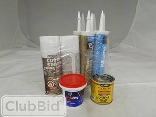 Lot of Spackling, Wood Finish, Stain Killer & Assorted Silicone 
