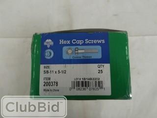 Qty of (3) Boxes of 5/8" x 5.5" Hex Cap Screws 
