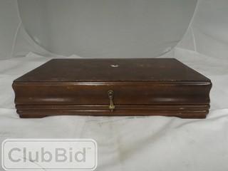 1847 Rogers Bros Wooden Silverware Storage Box 
