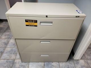 Filing Cabinet, (2) Rolling Chairs, Microwave