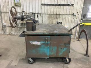 Metal Table 14" x 48 x 36 w/No 8 Vice, Positioner, Pipe Vice .