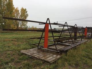 8'x18' Pipe Rack w/Assorted Angle Iron & Flat Iron.