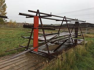 8'x18' Pipe Rack w/Assorted Angle Iron & Flat Iron.