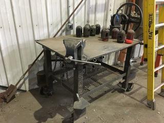 36" X 48" X 48" h Rolling Welding Table W/6" Vise & Positioner. 