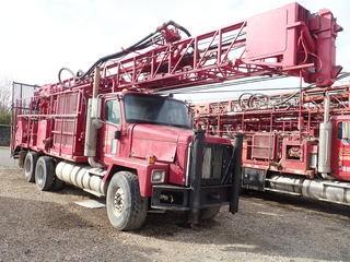 Unit 585: 2001 Ingersoll Rand TH60HR2-750 Drill Mounted On 2002 International Model 5600i6X4 Single Steer Tandem Truck Showing 228,346Kms  VIN 1HTXHAET02J033841. Drill SN 6652 **LOCATED IN CARBON**