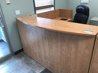  71" x 79" x 42 1/2" H (29" High Desk Space) Reception Desk W/5 Drawers & Chair.