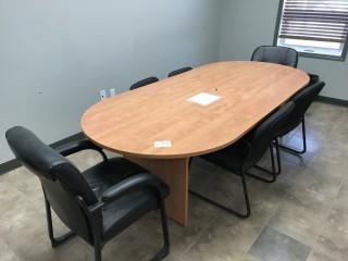 Wood Conference Room Table & Chairs.