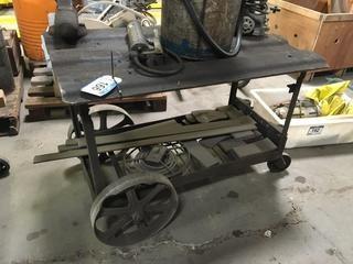 24" X 38 1/2" X 28 1/2" H Rolling Metal Table With 3 1/2" Vise. 