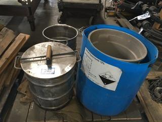 Stainless Steel Containers c/w Plastic Tubs. 