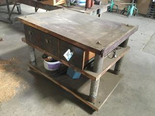44" X 30" X 31" Rolling Table. 