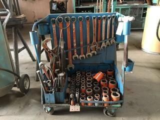 Custom Tool Cart c/w Assorted Wrenches, Socket, Pry Bars, Etc. 