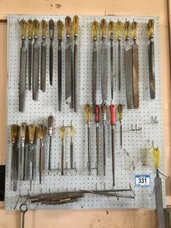 Board Station c/w Assorted Hand Files. 