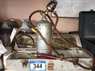 Cutting Torch/Bottle c/w Wooden Box.