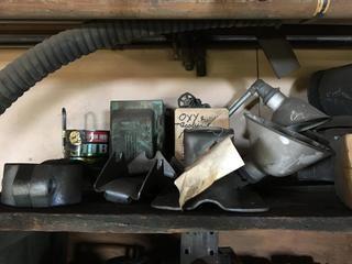 Assorted Metal Brackets, Light Bulbs, Fixtures.