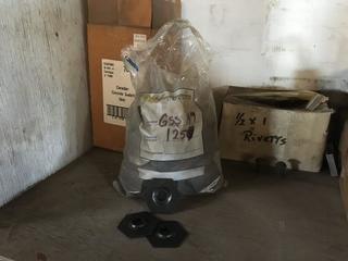 Assorted Shackle Pins, Rivets, Dayton 1/2 HP Suction Fan. 