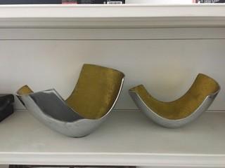 Lot of (2) Chrome & Gold Decorative Bowls. 