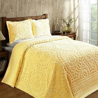 Better Trends Twin Yellow Chenille Tufted Bedspread. 
