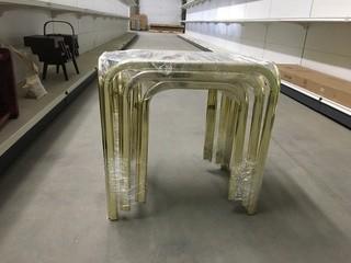 Lot of (3) Brass & Glass Nesting Tables.