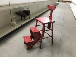 Red & Black Retro Folding Kitchen Step Stool/Chair.