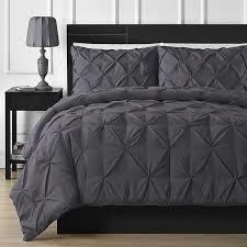 Staniey Luxury Pinch Pleat Grey Comforter Set, King. 