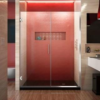 Unidoor Plus 58" x 72" Hinged Frameless Shower Door with Clearmax