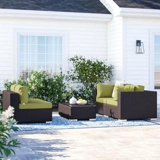 Brentwood 5 Piece Rattan Sectional Set with Cushions