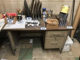 24" X 45" X 28" X 28 1/2" High Metal Desk (Contents Not Included).