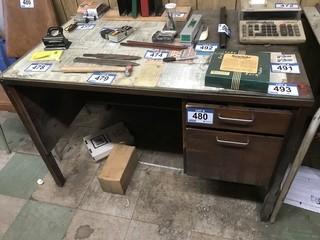 30" X 45" X30"H Wood Two Drawer Desk.