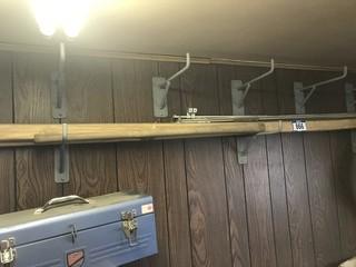  Quantity of Sledge Hammer Handle, Wood Wheel Barrow/Dolly Handles, Curtain Rods.