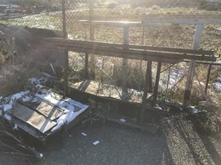 24" X 96" X 42" H (Approx.) Metal Table And Wood Bed Rails.