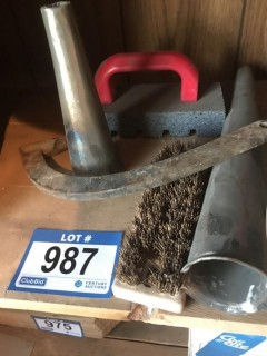 Quantity of Hand Forged Steel Cones, Brush, Hand Forged hook and Grill Stone