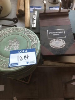 Quantity of Vintage Cookie Tin, Unused Speed Ledger, and UnusedTransfer Binder
